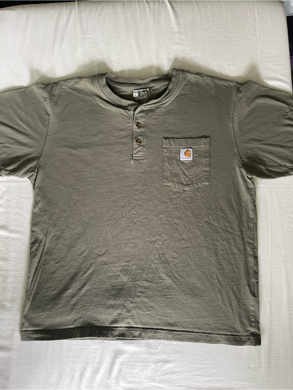 Carhartt Olive Green Short-Sleeve Henley Pocket Tee